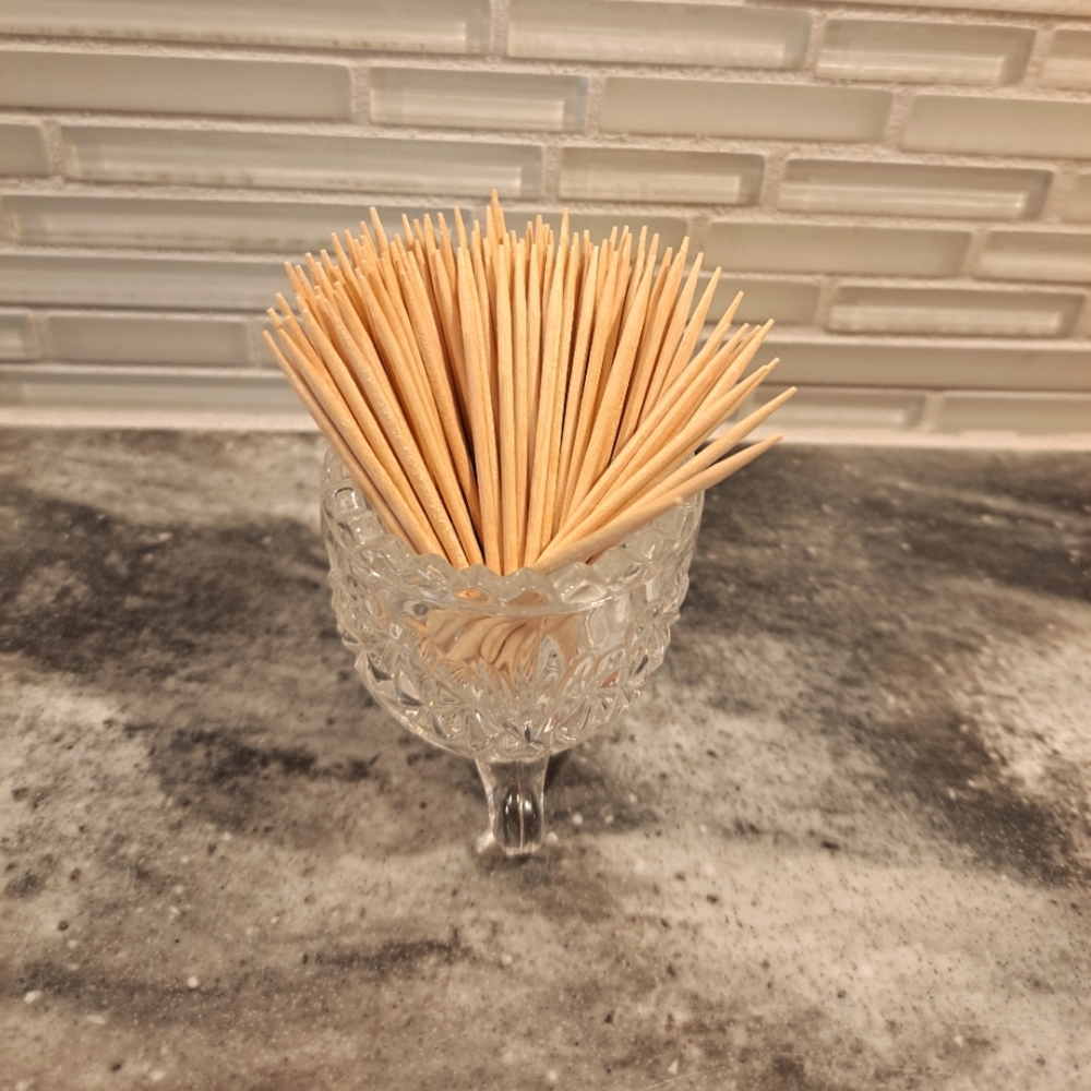 Toothpick Holder Crystal Vase. Three Footed.